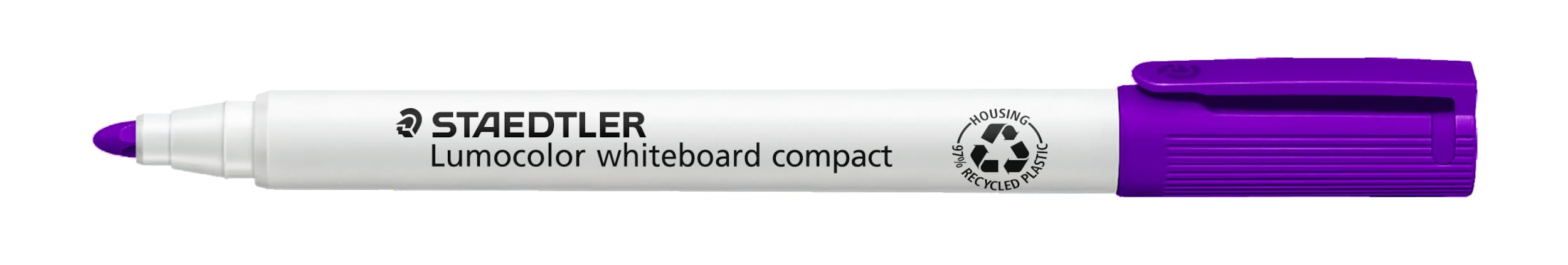 STAEDTLER Lumocolor Whiteboard Marker Compact Universal Tip for Variable Line Widths (Approx. 1-2 mm), Dry and Wipe Clean Residue-Free Residue, Set of 10, Purple, 341-6
