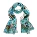 ChikaMika Floral Scarves for Women Summer Autumn Indoor Lightweight Wrap and Shawls Scarf Fashion Chiffon Scarves (Cyan Blye)