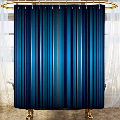 Jiahonghome Shower Curtains Fabric Extra Long Bright Blue Stripe Abstract with Ribbon Effect Fabric Bathroom Set with Hooks Size：W48 x L84 inch