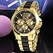 New Mens Gold Black Luxury Men Classic Stainless Steel Gold Dial Quartz Analog Bangle Wrist Watch