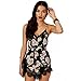 Franterd Women Floral Lace Chiffon Bodycon Jumpsuit Party Romper Dress (M)