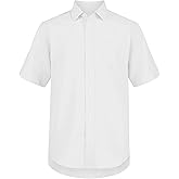 Nautica Boys School Uniform Short Sleeve Button-Down Oxford Shirt, Chest Pocket, Breathable Fabric