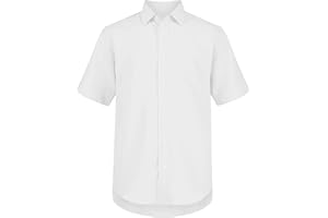 Nautica Boys School Uniform Short Sleeve Button-Down Oxford Shirt, Chest Pocket, Breathable Fabric