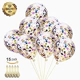Confetti Balloons 15 Pack Latex Round Colorful Paper Balloons - 12