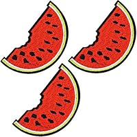 U-Sky Iron on Patches Small Fruit for Clothes, 3pcs Watermelon Motif Sew-on/Iron-on Patch for Kids Clothing/School Bag/Jackets/Jeans/Backpacks, Size:2.8x1.5 inch