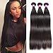 ISEE Hair 8A Malaysian Virgin Straight Hair 3 Bundles 100% Unprocessed Human Hair Weave Bundles Human Hair Extensions 3 Bundles Deal Natural Black