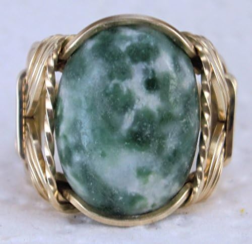 Tree Agate Gemstone Ring Mens Ladies Unisex 14k Gold Filled or Sterling Silver