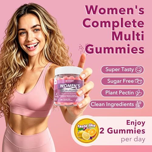 Womens Multivitamin Gummy, Methylated Multivitamin for Women, Biotin, Methylfolate, Iron, Collagen, Vitamins A C D, B Complex, Antioxidants for Women's Daily Support, Beauty, Immune, No Sugar, 60 Cts