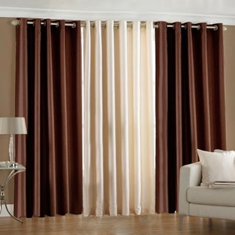 Buy Pindia 3 Piece Faux Silk Eyelet Door Window Curtain Polyester