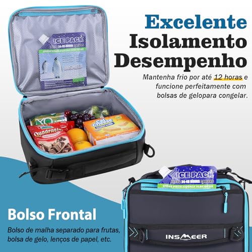 INSMEER Bolsa Termica Marmita Expansível (máx.32 Latas), Lancheira Termica Reutilizáveis para Adultos com Alça de Ombro e Alça, Bolsa Térmica Portatil para Trabalho, Passeio, Viagem