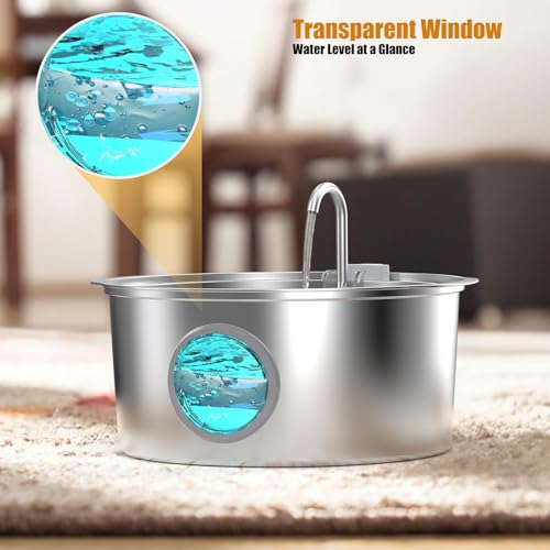 Automatic Dog Water Fountain, Stainless Steel Drinking Dispenser for Large Dogs Cats, 7L/236oz/1.8G