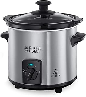 Russell Hobbs Slow Cooker, Schongarer Mini 2,0l, 2 Temperatureinstellungen & Warmhaltefunktion, Keramik Gartopf, kompaktes Design, Compact Home Slowcooker 25570-56