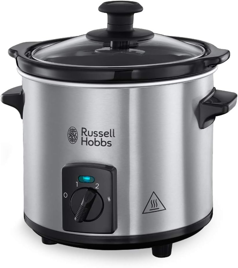 Russell Hobbs Slow Cooker, Schongarer Mini 2,0l, 2 Temperatureinstellungen & Warmhaltefunktion, Keramik Gartopf, kompaktes Design, Compact Home Slowcooker 25570-56
