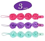Flower Baby Pacifier Clips, 3 Pacifier Holder in Every Pack, Strong, Easy Clean, Perfect Baby Shower Gift