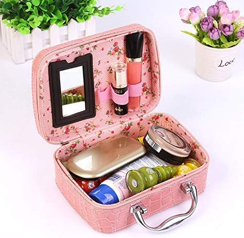 myzon Cosmetic Toiletry Box Organizer with Magnifying Compact Makeup Mirror Bag