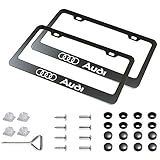 sparkle-um 2pcs Newest Matte Aluminum Alloy License Plate Frame ，with Screw Caps Cover Set Suit，Applicable to US Standard car License Frame, for Audi