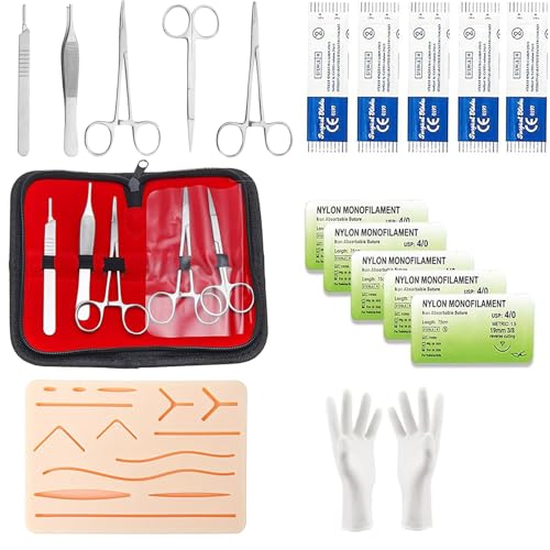 Almohadilla de Práctica de Sutura de Silicona,Kit Práctico de Sutura de 3 Capas,pad de sutura liso con 14 incisiones y heridas,para ser Utilizado por los Estudiantes Entrenamiento y Práctica (6)