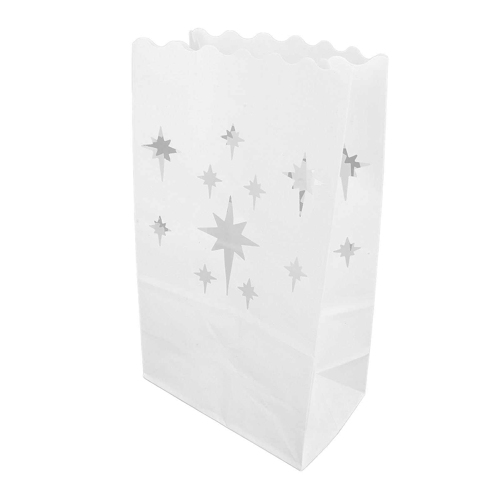 20 PCS White Luminary Candle Bags, Star Pattern Flame Resistant Halloween Candle Bags, Paper Lantern Bags for Garden Parties, Wedding Party, Thanksgiving, Valentine's Day