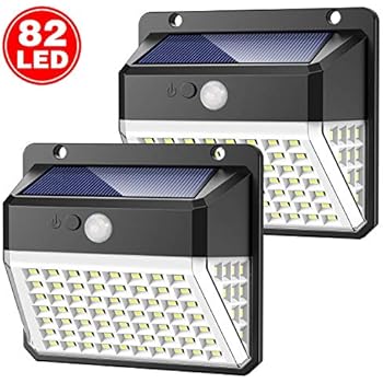 Solar Lights Outdoor, Upgraded 82 LED Security Lights 3 Modes Wireless Motion Sensor Light with 270° Wide Angle Solar Powered Lights Waterproof Wall Lights for Garden, Front Door, Pathway,Yard(2 Pack)