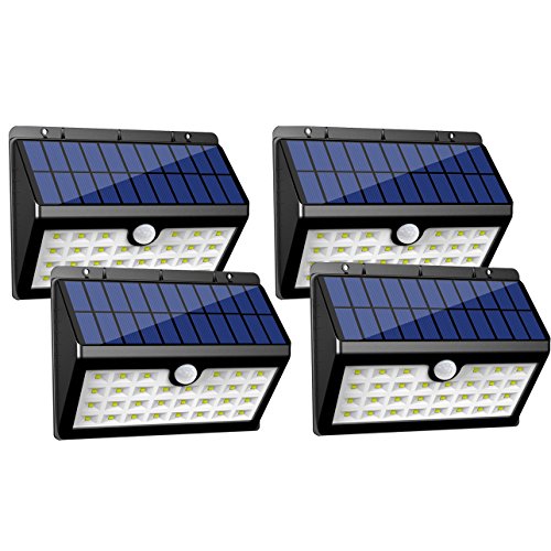InnoGear Solar Lights 30 LED Wall Light Outdoor Security Lighting Nightlight with Motion Sensor Detector for Garden Back Door Step Stair Fence Deck Yard Driveway, Pack of 4