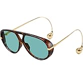 Breaksun Women's Oversized Aviator Sunglasses Retro Trendy Shield Sun Glasses Big Orange lens Vintage Shades
