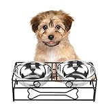 VIVIKO Bone Style Pet Feeder for Dog Cat, Stainless Steel Food and Water Bowls with Iron Stand (Small)