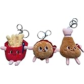 TVRTFQ 3 Pieces Cute Food Plush Keychains with Fries, Burgers and Chicken Legs - Kawaii Backpack Pendant Mini Car Keychain Birthday Gifts for Friend