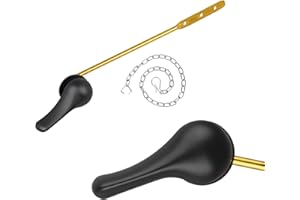Opzour Toilet Handle Replacement Kit, Toilet Flush Handle with Stainless Steel Flapper Chains, Universal Toilet Lever for Most Front Mount Toilets, Matte Black Toilet Flush Lever