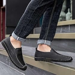 Men's Breathable Perforated Loafers Hand-Stitched
