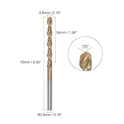 HARFINGTON Twist Drill Bit 3.8mm Titanium Coated