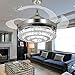42 in Fandelier Crystal Ceiling Fans with Lights Retractable Blades Fan Remote Control Light 42 inch Fans Chandelier Lighting Indoor Fan, Living, Dining Room, Bedroom Fandelier Fan 42