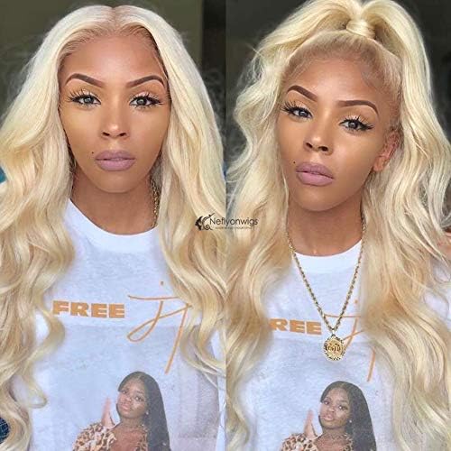 13x6 Lace Front Wigs Human Hair 613 Blonde Wig Body Wave Pre-Plucked Hairline with Baby Hair 130% Density Human Hair Wigs for Black Women 12 inch