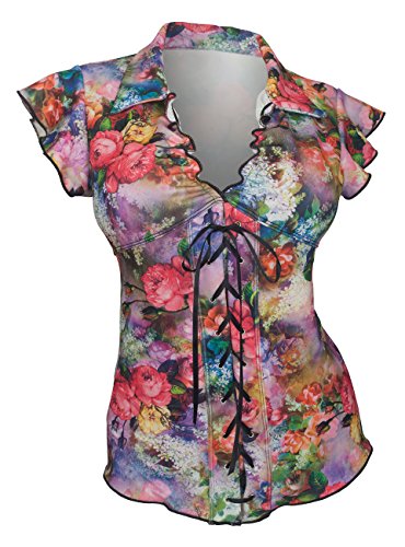 eVogues Plus Size Sexy Lace Corset Top Floral Print 1772-3X