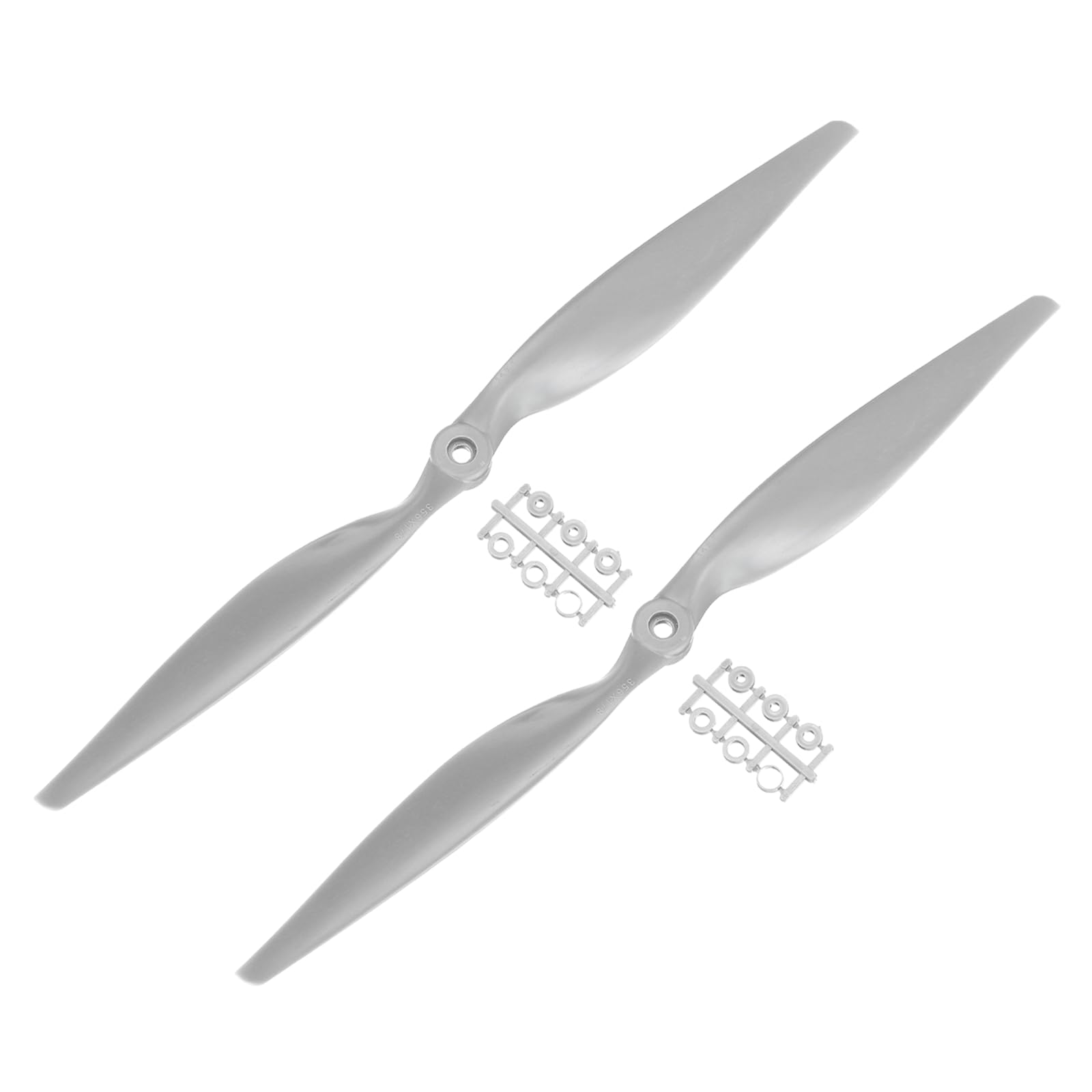 sourcing map 2Pcs 16x8 Inch Propeller RC Propellers 2-Vane Blades Props Gray with Adapter Rings for RC Airplane Aircraft Prop Replacement — image 1