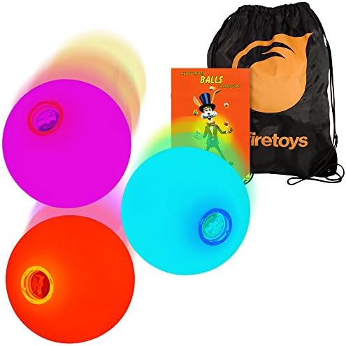 3x LED Slow Fade Rainbow Glow Juggling Balls, 'How to' Booklet, Batteries & Bag