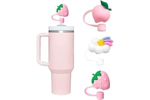 SEEZIZI 3 pcs Pink Straw Covers Cap Toppers Compatible with Stanley 30&40 oz Tumbler Cups,Reusable Cute Silicone Straw Tips Lids Protectors for 0.4 in/10mm Stanley Cups Straws Accessories