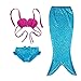 TFJH E 3PCS Kids Girls Fancy Princess Swimmable Mermaid Tail Set 3-4Years HotPink Blue