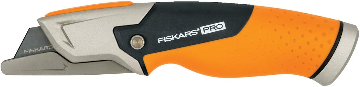 Fiskars CarbonMax Fixed Utility Knife, Length 18.2cm, Stainless Steel Blade/Plastic Handle, Black/Orange, 1027222 - Image 4