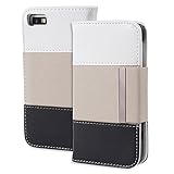 Fosmon CADDY Series Leather Wallet Case for Blackberry Z10 (White, Gray & Black)