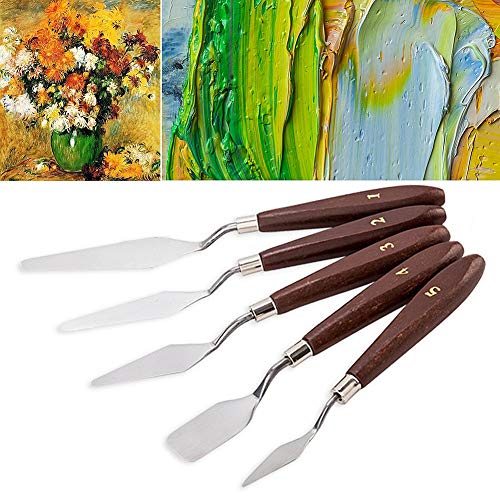 JZK 5-teiliges Ãlfarben-Messer-Set aus Edelstahl, Holzgriff – Bild 5