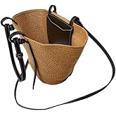 Panier Straw Woven Tote Handbag Vegan Leather Straps Inner Pouch Beach Seaside Raffia Rattan Wicker Basket Large Purse Farmer's Market Shopping Como Modern Hobo Boho Bohemian Western Country Cottage