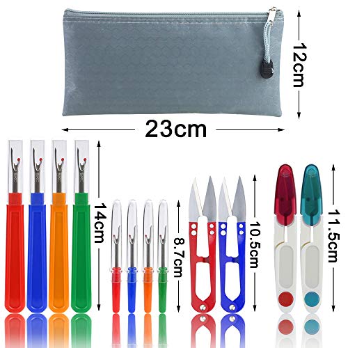 WFPLUS 13 Pieces Sewing Seam Rippers Kit with Storage Bag Colorful
