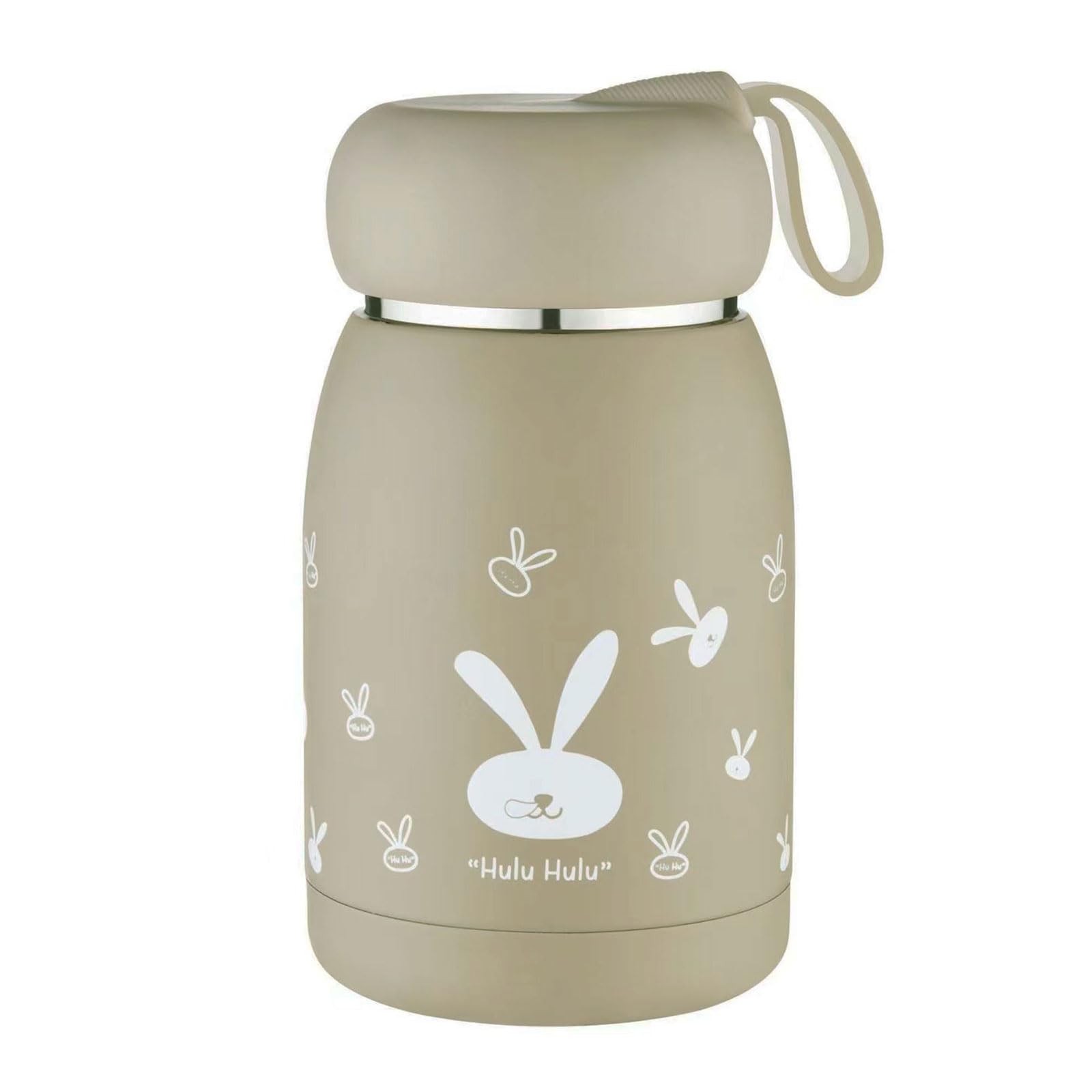 Mini Insulated Bottle Reusable Coffee Cups Cute Rabbit Water Bottle Flask for Hot Or Cold Drinks Small Size Travel Mug with Handle Stainless Steel Double Walled Insulated Tumbler