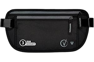 Vantamo Money Belt with RFID For Men & Women, Hidden Passport Holder for Travel, 2 Compartment Travel Fanny Pack for Women Anti Theft