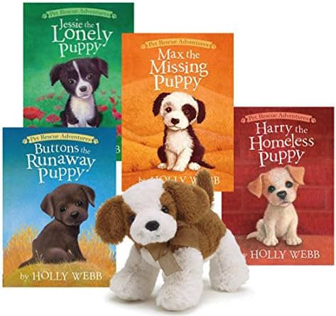 Story Book and Stuffed Animal Set For Toddlers Children Toy Gift Sets: Pet Adventures 4 Puppy Books With a Puppy Plush For Girls, Boys, Children. Plush and Book Toy Sets