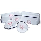 Set of 4 Mesh Laundry Wash Bags for Delicates - Two Small Two Large Sizes, 12 X 15 Inches & 16 X 19 Inches - Delicates Laundry Bag Great for Items Such As Bras, Hosiery, Socks, Blouses, and More