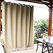 NICETOWN Indoor & Outdoor Curtain Waterproof Panel for Sliding Door, Public Divider Extra Wide Thermal Insulated Room Darkening Drape for Outdoor Living/Pool, Biscotti Beige, 1 Pack, W100 x L84