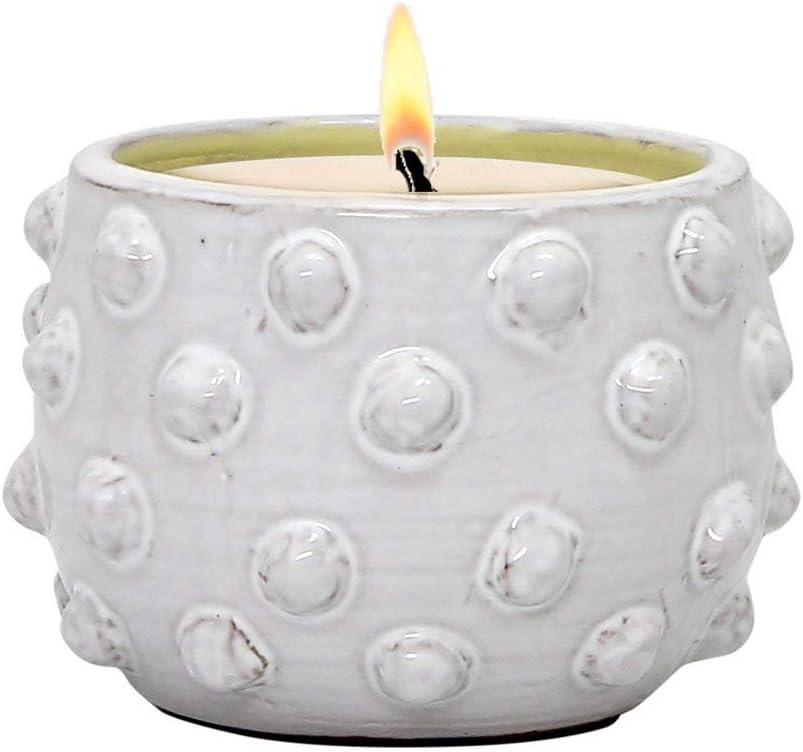MONDIAL CANDLES Fem Rosa Design Ceramic Container Candle White