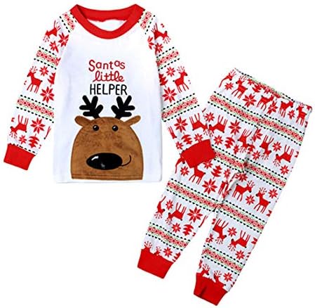 WWAXU 6M-12 Years Christmas Girls Pajamas Children Clothes Set Stars 100% Cotton Little Kids Pjs Sleepwear