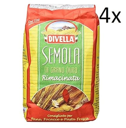 4x Divella Semola Di Grano Duro Rimacinata Hartweizengries 1kg